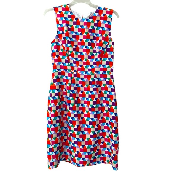 Kate Spade Abbey Bright Geometric Print Sheath Silk Blend Dress Size 2 - Picture 2 of 6